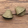 Antique bronze alloy bead caps, vintage cone spacer charms for DIY handmade bracelets and necklaces. - Hollow Flower Style (1433) / 18x19mm / Antique Bronze