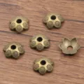 Bronze flower bead caps, antique alloy spacer charms for DIY jewelry making bracelets 1pcs - Hollow Flower Style (1315) / 4x13mm / Antique Bronze