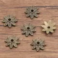 Antique bronze flower spacer beads alloy hollow floral charms for DIY jewelry making bracelet necklace - Hollow Flower Style (2347) / 3x14mm / Antique Bronze