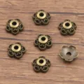 Antique Bronze Flower Bead Caps Alloy DIY Jewelry Spacer Findings Craft Accessories - Hollow Flower Style(1916) / 4*10mm / Antique Bronze
