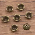 Antique bronze flower bead caps, alloy DIY jewelry spacer findings for bracelets & necklaces. - Five-Petal Flower Style(2357) / 4*9mm / Antique Bronze