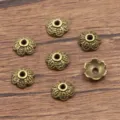 Antique bronze flower bead caps for DIY jewelry making, alloy hollow spacer charms, craft supplies. - 4040 Style (4040) / 3x7mm / Antique Bronze