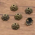 Antique Bronze Alloy Bead Caps DIY Jewelry Spacer Findings Hollow Flower Accessories Set - 5217 Style (5217) / 1 Piece/Pack (7x12mm) / Antique Bronze