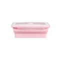 Fiambrera de silicona plegable portátil, recipiente de comida cuadrado para picnic. - 7" / Rosa