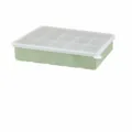 Bandeja de cubitos de hielo de silicona verde grande con tapa, molde para congelar alimentos. - 15 Rejillas / Verde