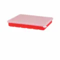 Bandeja de cubitos de hielo de silicona roja con tapa, molde alimentario compacto cocina. - 24 Cuadrículas / Rojo