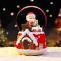 Christmas snow globe music box with Santa Claus design, festive desktop decoration gift. - Santa with Gifts (2206) / Medium 80mm Color Light+Music