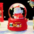 Detailansicht der niedlichen Weihnachtsmann Schneekugel mit festlicher leuchtender Deko. - Mittel 80# LED Licht+Musik / 2040 Schlitten Schneemann
