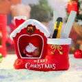 Porte-stylo de Noël organisateur de bureau maison de Père Noël décoration de fête - Pot à Crayons Lumineux Rouge Position Allongée (-49B)