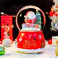 Weihnachtsschneekugel Spieluhr mit Weihnachtsmann, ideale Feiertagsdekoration und festliches Geschenk. - Groß 100 Schnee+Licht+Musik / Weihnachtsmann Mit Sack Stil (2137)