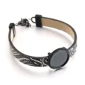 Schwarz-weißes Paisleymuster PU Leder Armband Rohling DIY Schmuckherstellung Zubehör - Muster Nr. 1 - 18 mm Schwarz