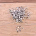 Stainless steel DIY earring hooks with spring ball, silver jewelry findings for handmade earrings. - Style 2 Steel Color Ear Hook (2号钢色)