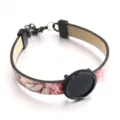 Modisches Blumenmuster PU Leder Legierung Schale Lünette Armband DIY Schmuck Zubehör - Muster Nr. 3 - 18 mm Schwarz
