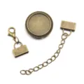 Antikbronze DIY Schmuck Zubehör Set, Legierung Lünette Schale, Karabinerverschluss, Kette. - 18mm / Bronze