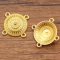 Goldfarbene Zinklegierung Multi-Loch runder Verbinder Anhänger ethnischer Stil DIY Schmuck - Stil 1 (26J4) / 22x22mm / Gold