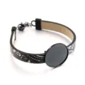 DIY Rohling Armband schwarzes PU Leder Band runde Fassung Schmuckherstellung Zubehör - Muster 1 / 24mm / Schwarz