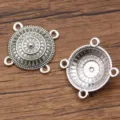 Antiksilber runde Metallverbinder Anhänger mit 4 Löchern für DIY Schmuck Accessoires - Stil 1 (26J4) / 22x22mm / Antiksilber