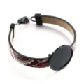 PU Leder Legierung Rohling Lünette DIY Armband mit ethnischem Muster Band, Schmuck. - Muster 3 / 24mm / Schwarz