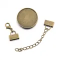 Antikbronze DIY Schmuck Zubehör Set, Legierung rund Lünette Schale, Karabinerverschluss. - 25mm / Bronze