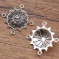 DIY Zinklegierung mehrloch Verbinder antiksilber hohl rund Blumen Schmuck Charme Zubehör - Stil 2 (26J4) / 26x26mm / Antiksilber