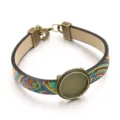 DIY PU Leder Armband Rohling mit Vintage Legierung Lünette Schale für Schmuckherstellung. - Muster Nr. 2 - 18 mm Bronze antik