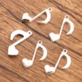 Silver metal music note charms, heart shaped alloy pendant for DIY jewelry making. - No.5 Heart Music Note Charm / 13x26mm (1.6g)