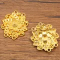 DIY Zinklegierung ethnischer Mehrlochverbinder hohler runder Blumenanhänger Schmuck - Stil 3 (26J4) / 33x33mm / Gold