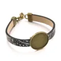 DIY Leder Rohling Lünette Armband Legierung Schale Vintage PU Wickel Armband Schmuck - Muster 1 / 24mm / Antike Bronze