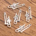 Silver trumpet metal charm pendant music instrument alloy DIY jewelry accessories set - No.7 Trumpet Charm / 13x33mm (1.9g)