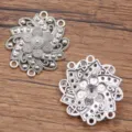DIY Zinklegierung antik Silber hohle runde Blume Mehrloch-Anschluss Schmuck Charm. - Stil 3 (26J4) / 33x33mm / Antiksilber