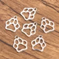Silver tone hollow paw print charms dog pendant DIY jewelry making accessories and craft supplies. - Style 4 Hollow Dog Paw Charm