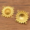 Goldene Blumen Schmuck Verbinder Anhänger Zinklegierung DIY Ethno Accessoire Loch Bastel Teile - Stil 4 (26J4) / 30x30mm / Gold
