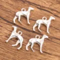 Silver greyhound dog charm DIY jewelry accessory pendant metal material crafting supply 4pcs - Style 5 Pet Dog Charm