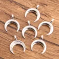 Silver crescent moon pendants alloy charms for DIY jewelry making and craft projects. - Style 1 Moon / 17*21mm (1g/pc)