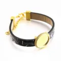 DIY Leder Lünette Armband Rohling mit Gold Schale und verstellbarer Kette für Schmuck. - Muster 1 - 18 mm Goldfarben