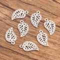 Vintage silver leaf metal charms pendants DIY jewelry making accessories craft supply items set - Style 1 Leaf Pendant / 1 Piece (10x17mm)