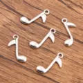 Silver musical note metal charm pendant for DIY jewelry making and bracelet accessories - No.11 Music Note Charm / 10x24mm (0.7g)