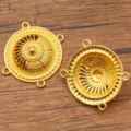 Goldfarbene Zinklegierung Mehrfachschlaufe rund filigran Blume Verbinder Charm Schmuck - Stil 5 (26J4) / 33x33mm / Gold