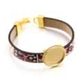 4-Farben Minimalistisches PU Leder DIY Lünette Armband Legierung Rohling Schmuck - Muster 3 - 18 mm Goldfarben