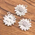 Silver sunflower pendant charm alloy jewelry accessories for DIY crafts making supply - Style 2 Sunflower Pendant / 1 Piece (19x21mm)