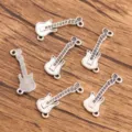 Silver alloy guitar charms jewelry pendants connector findings for DIY crafts handmade accessories - No.12 Guitar Charm / 10x26mm (1.1g)