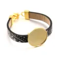 DIY PU-Lederarmband mit runder goldfarbener Legierungs-Luenette Schmuckaccessoire Mode - Muster 1 / 24mm / Gold