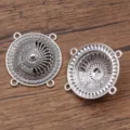 Antiksilber Legierung DIY Schmuckverbinder Charms Runde hohle Blumenkomponenten fuer Basteln - Stil 5 (26J4) / 33x33mm / Antiksilber
