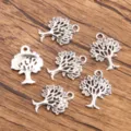 Silver Tree Metal Charms Zinc Alloy Tree Pendants DIY Jewelry Findings Accessories Set - Tree Pendant No.3 / 1 Piece/Pack (16x21mm)