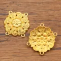 DIY Zinklegierung Blumen Verbinder Anhänger, ethnischer Stil mehrloch runder Schmuckfund. - Stil 6 (26J4) / 33x33mm / Gold