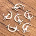 Silver alloy cat moon charms pendant DIY jewelry accessories crafting components bulk 6pcs - Style 5 Moon / 14*21mm (0.8g/pc)
