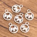 Silver tone Scottish terrier dog metal charms for DIY jewelry making and craft projects. - Style 9 Round Terrier Charm