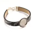 Schwarzes PU-Leder Armband mit runder Metallfassung fur DIY Schmuck Herstellung ideal. - Muster 1 - 18 mm Silberfarben