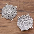 Zinklegierung DIY mehrlochverbinder runde blume antike silber schmuck zubehör 1stk - Stil 6 (26J4) / 33x33mm / Antiksilber