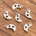 Silver moon and star hollow alloy charm pendants for beautiful DIY jewelry making - Moon Style (#6) / 10*17mm (1.1g/pc)